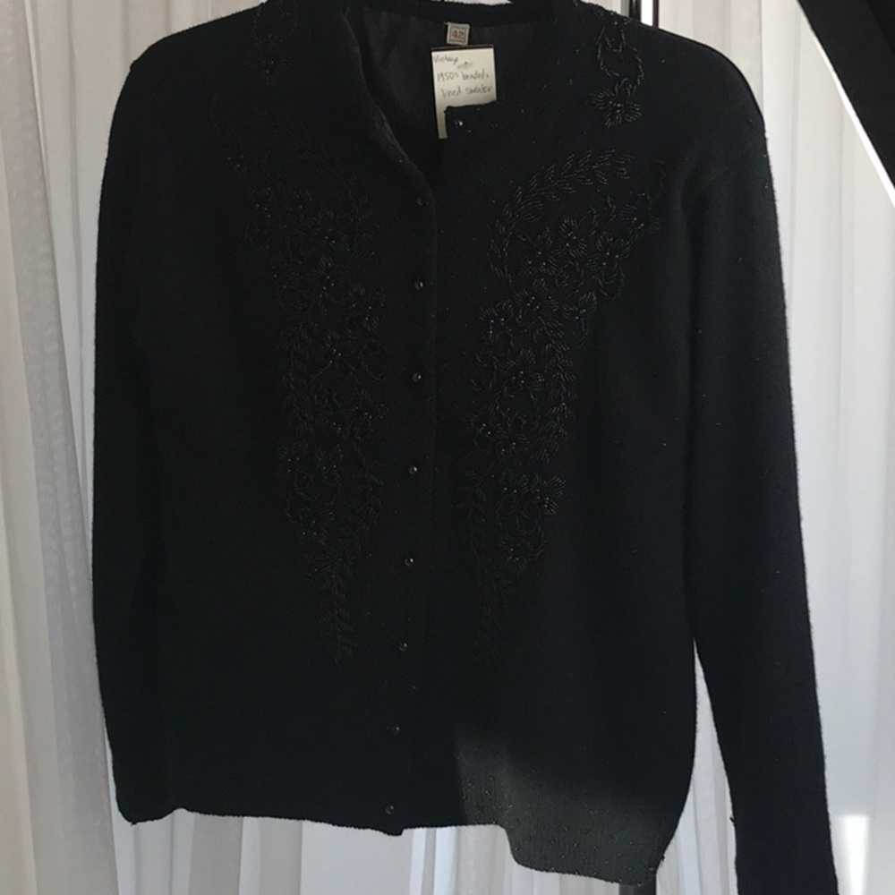 Vintage 1950 beaded lined sweater